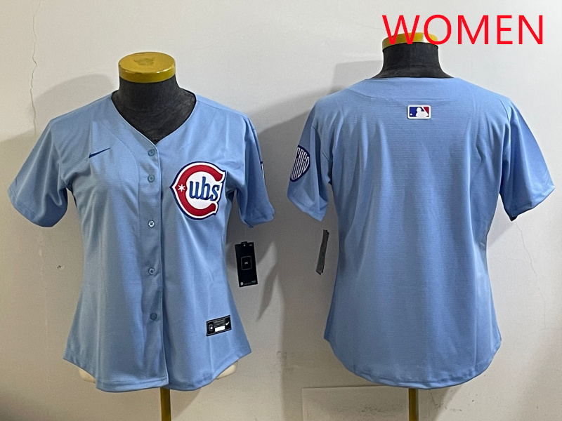 Women 2025 Chicago Cubs blank Blue Game Nike MLB Jersey style 2